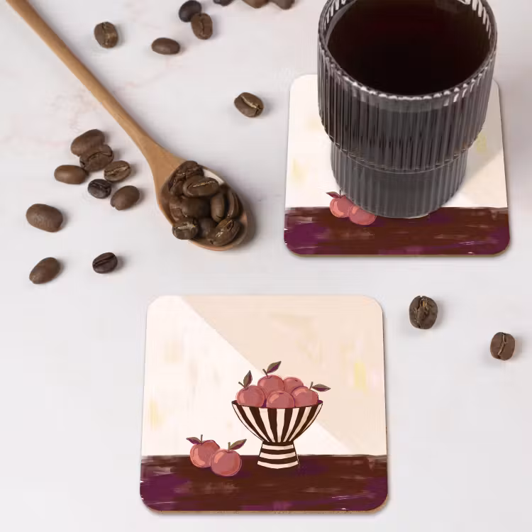 Eten - Schaal - Stilleven - Modern - Rood onderzetter kurk middel -sfeer2