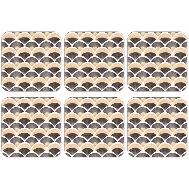 Waaier - Patroon - Zwart - Beige onderzetter kurk middel 366 -zkaufland3dotto