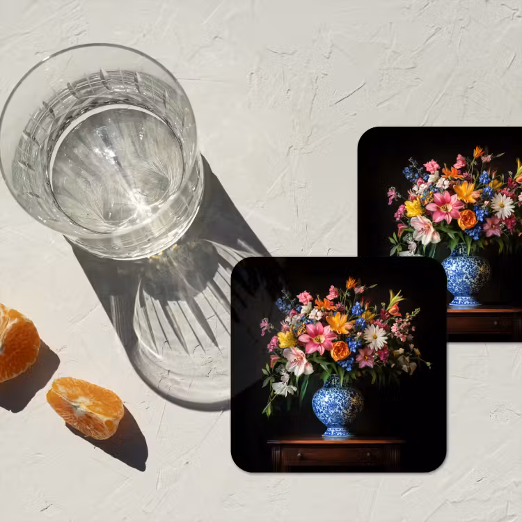 Kleur - Vaas - Bloemen - Boeket onderzetter kurk middel -sfeer4