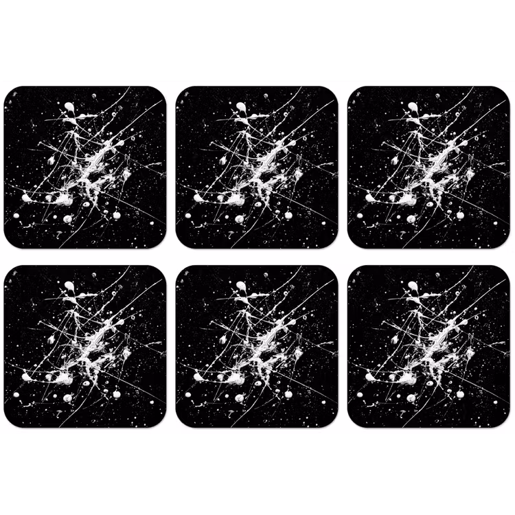 Verfspatten - Wit - Abstract - Explosie onderzetter kurk middel -zkaufland3dotto