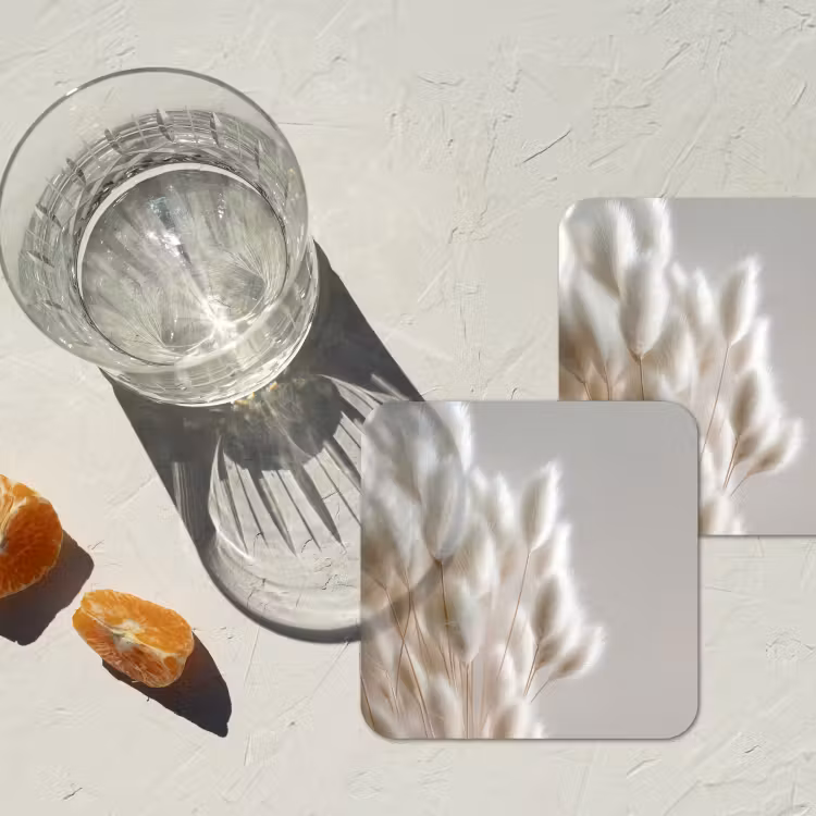 Pluimen - Beige - Minimalistisch onderzetter kurk middel -sfeer4