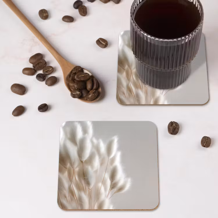 Pluimen - Beige - Minimalistisch onderzetter kurk middel -sfeer2