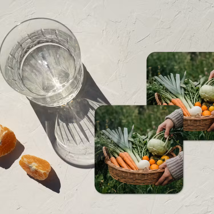 Veld - Groenten - Biologisch - Oogst onderzetter kurk middel -sfeer4