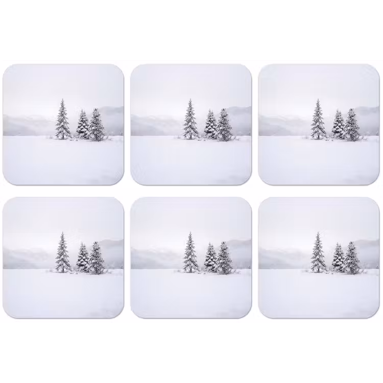 Fijnsparren - Sneeuw - Winter - Landschap - Stilte onderzetter kurk middel -zkaufland3dotto