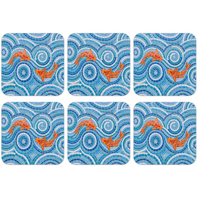 Vis - Mozaïek - Water - Decoratief - Blauw onderzetter kurk middel -zkaufland3dotto