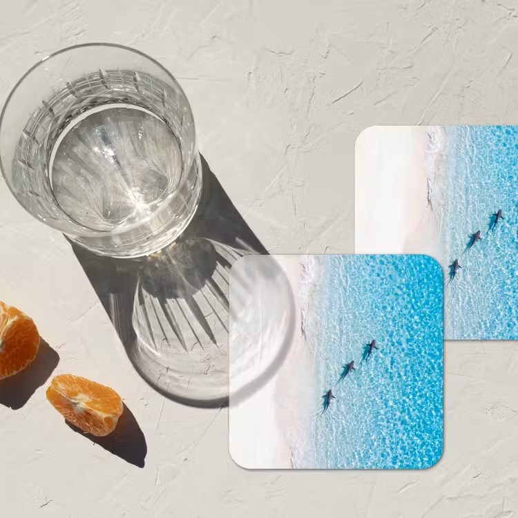 Vis - Oceaan - Strand - Turquoise - Natuur onderzetter kurk middel -sfeer4