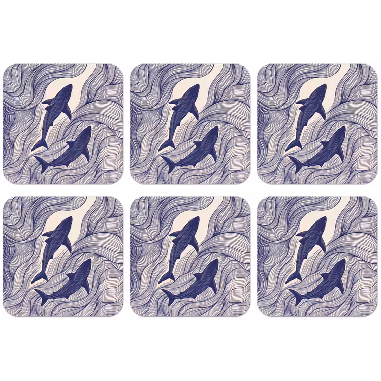 Vis - Oceaan - Lijntekening - Blauw - Dieren onderzetter kurk middel -zkaufland3dotto