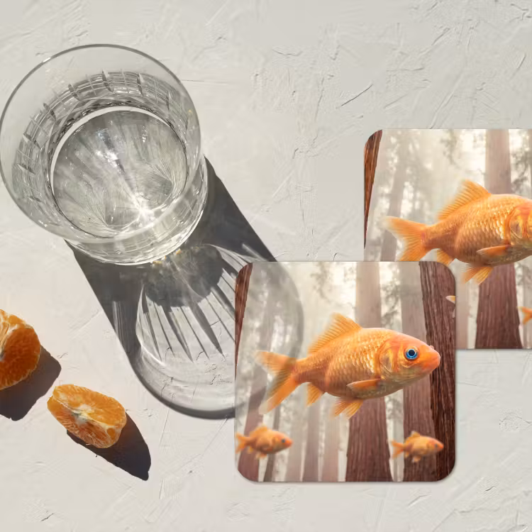 Untersetzer - Fisch – Wald – Fantasie - Vis - Bos - Fantasie onderzetter kurk middel