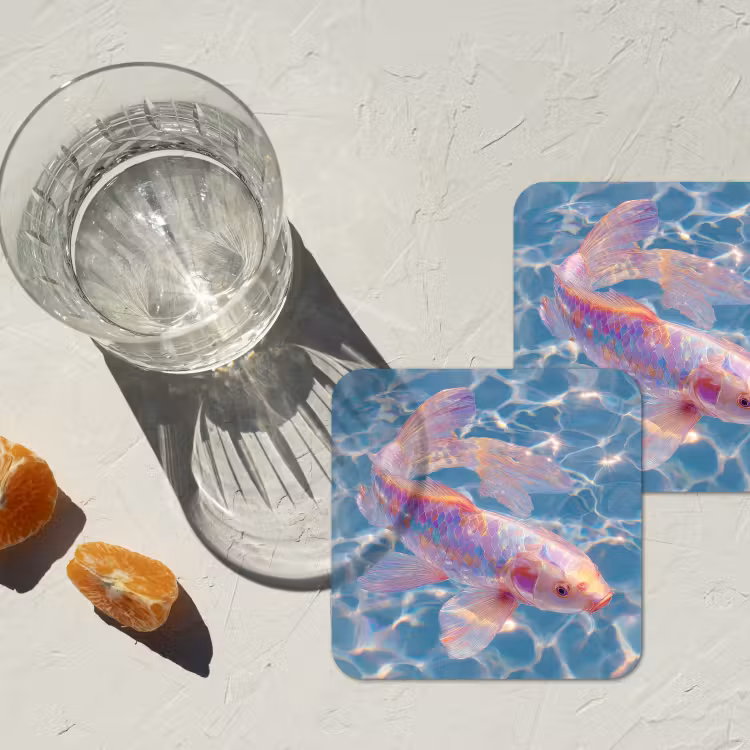 Vis - Water - Blauw - Licht onderzetter kurk middel -sfeer4
