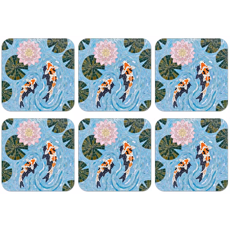 Vis - Water - Natuur - Mozaïek - Blauw onderzetter kurk middel -zkaufland3dotto