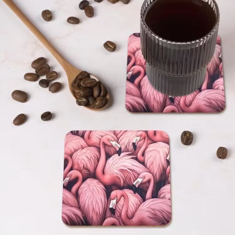 Flamingo - Roze - Dieren onderzetter kurk middel -sfeer2
