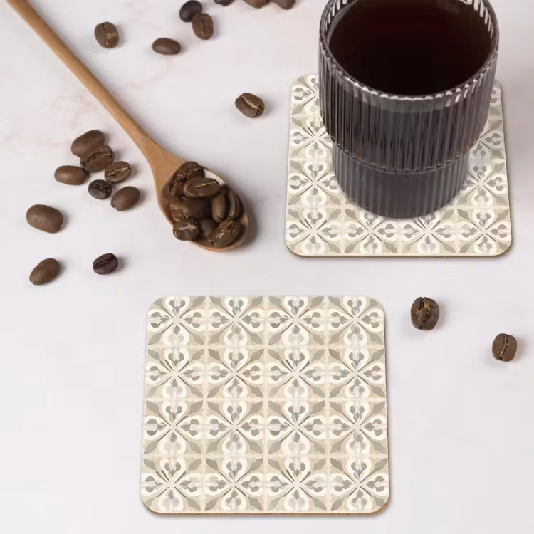Tegel - Motief - Beige onderzetter kurk middel 366 -sfeer2
