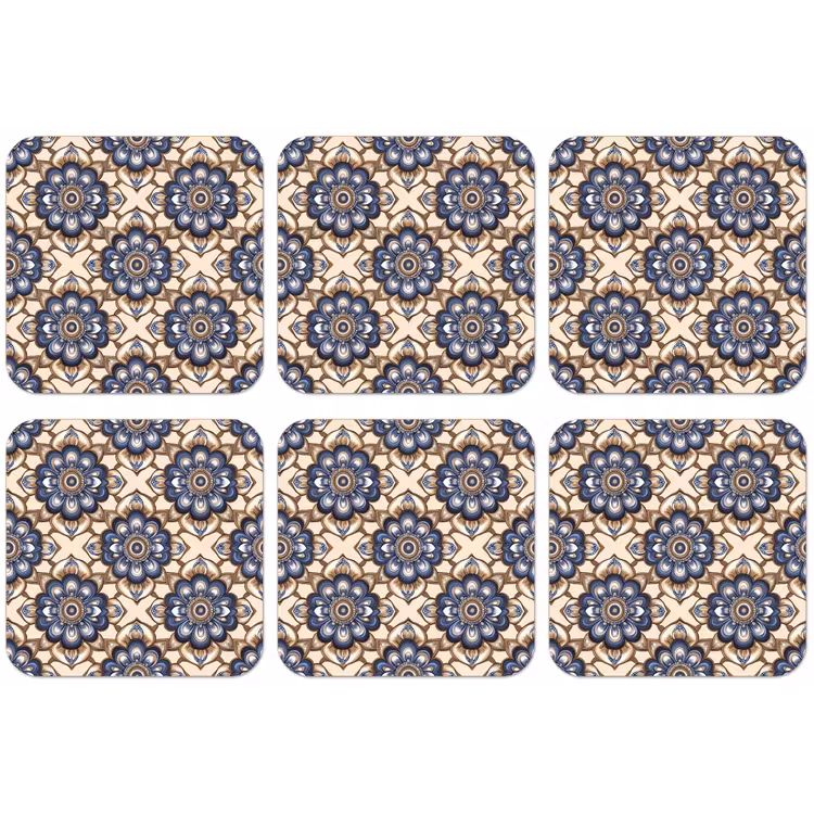 Floraal - Ornament - Blauw onderzetter kurk middel 366 -zkaufland3dotto