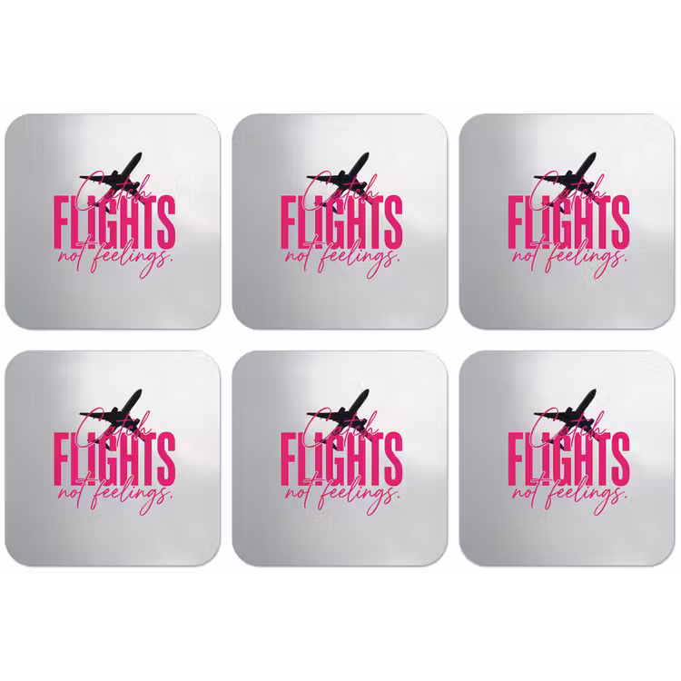 Catch flights not feelings - Vliegtuig - Roze onderzetter kurk middel -zkaufland3dotto