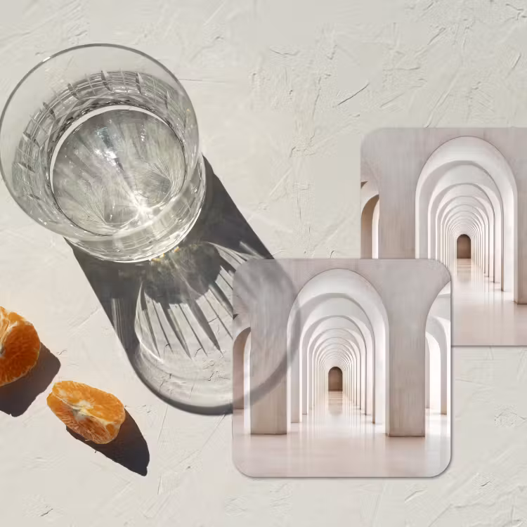 Hal - Bogen - Symmetrisch - Modern onderzetter kurk middel -sfeer4