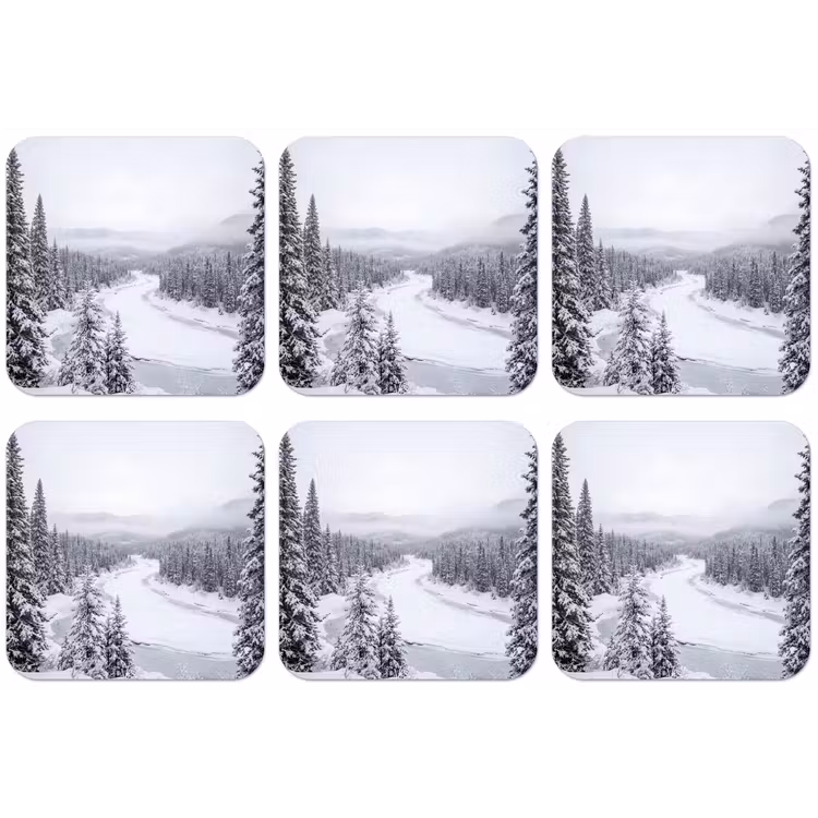 Rivier - Bevroren - Landschap - Winter onderzetter kurk middel -zkaufland3dotto