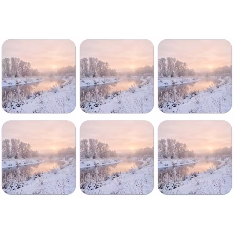 Rivier - Winter - Landschap - Sneeuw - Zonsopgang onderzetter kurk middel -zkaufland3dotto
