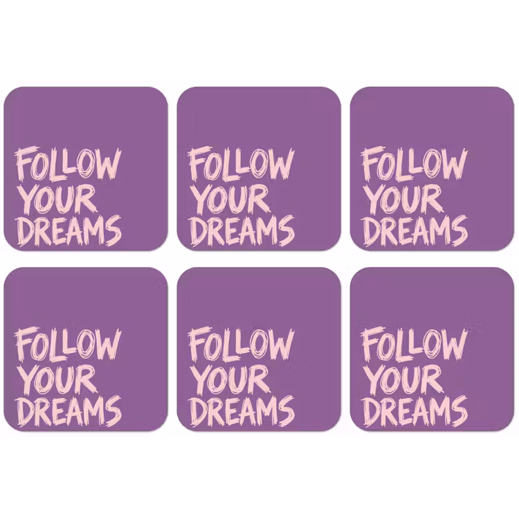 Follow your dreams - Paars - Penseeltextuur onderzetter kurk middel -zkaufland3dotto