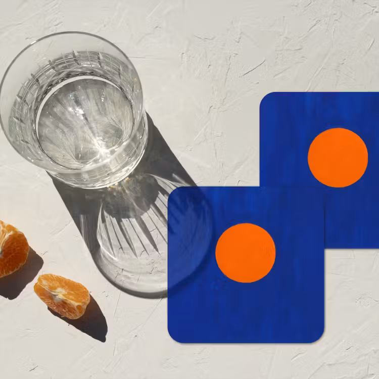 Vorm - Rond - Minimalistisch - Blauw onderzetter kurk middel -sfeer4