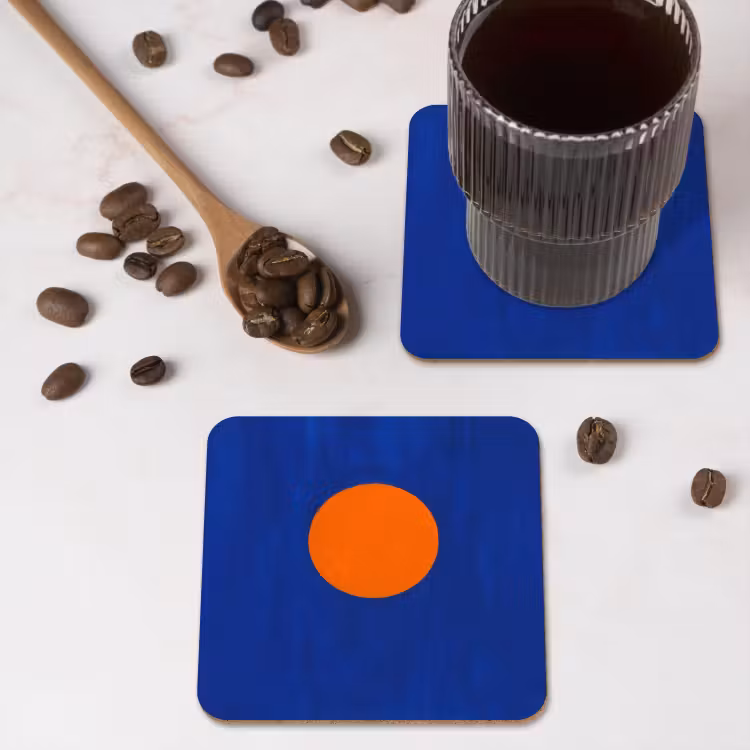 Vorm - Rond - Minimalistisch - Blauw onderzetter kurk middel -sfeer2