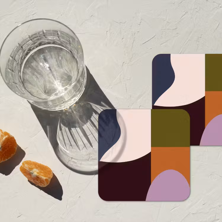 Vormen - Abstract - Kleuren - Vierkant onderzetter kurk middel -sfeer4