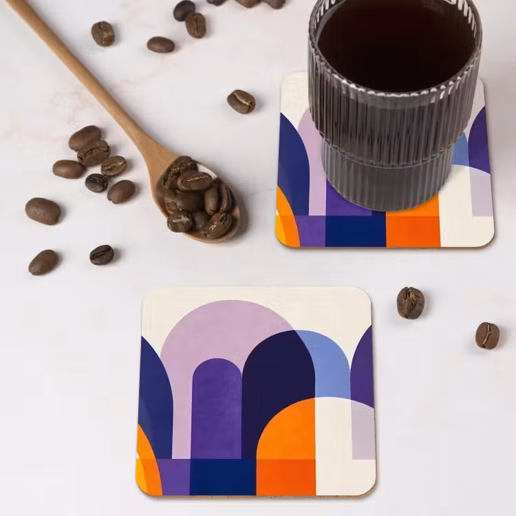 Vormen - Abstract - Grafisch - Oranje onderzetter kurk middel -sfeer2