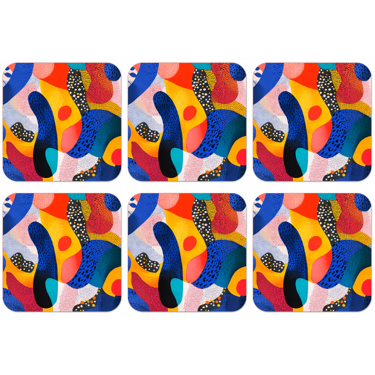 Vormen - Abstract - Stippels - Blauw onderzetter kurk middel -zkaufland3dotto