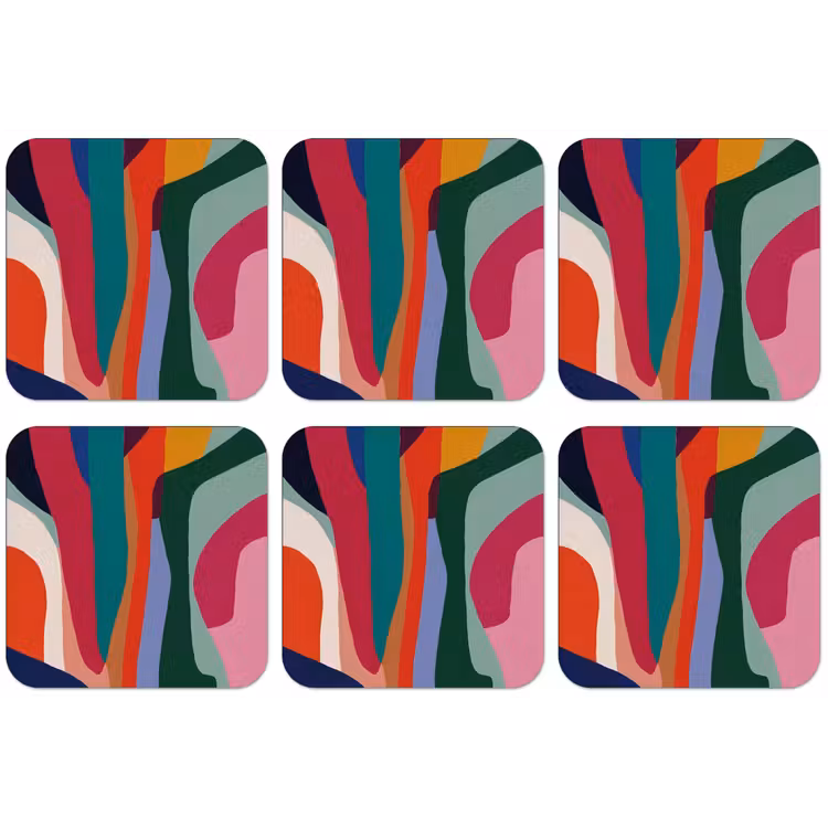 Vormen - Bochten - Kleurrijk - Abstract onderzetter kurk middel -zkaufland3dotto