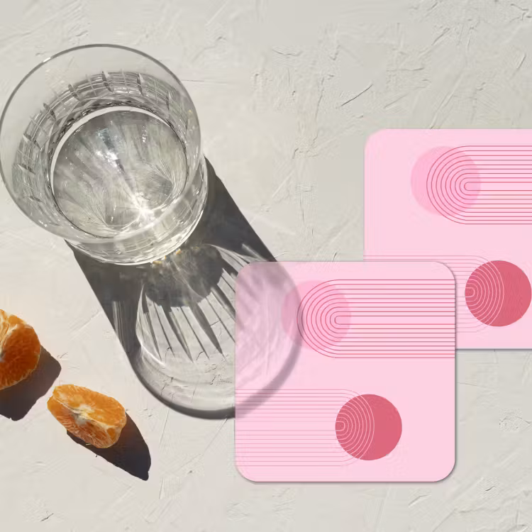 Vormen - Lijnen - Minimalistisch - Roze onderzetter kurk middel -sfeer4