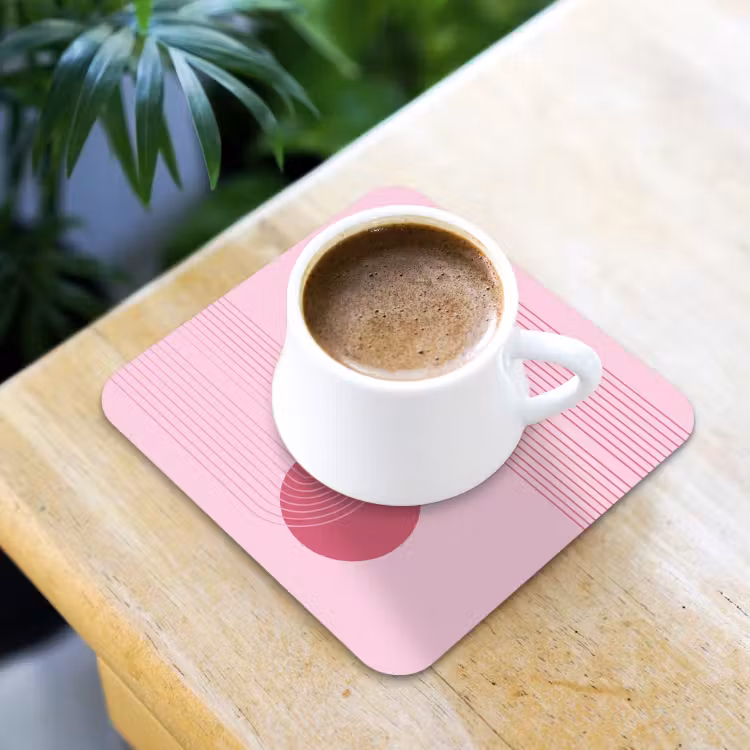 Vormen - Lijnen - Minimalistisch - Roze onderzetter kurk middel -sfeer5