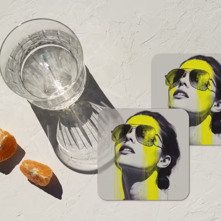 Vrouw - Bril - Verf onderzetter kurk middel -sfeer4
