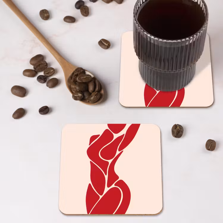 Vrouw - Figuur - Abstract - Modern - Rood onderzetter kurk middel -sfeer2