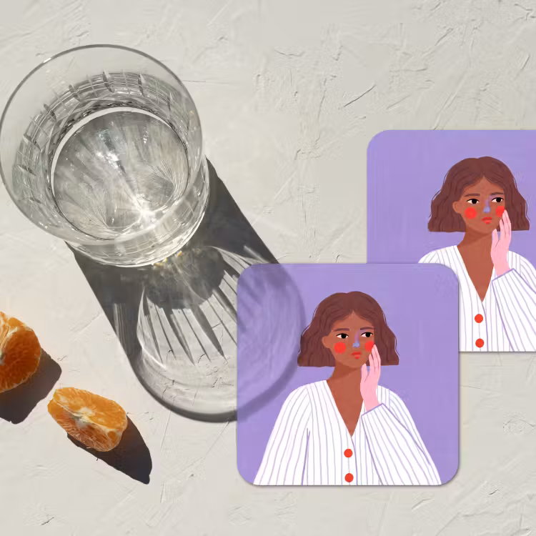 Vrouw - Gezicht - Mensen - Abstract - Kleurrijk onderzetter kurk middel -sfeer4
