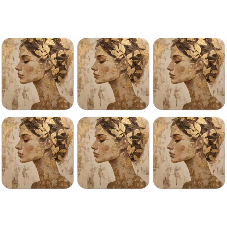 Vrouw - Goud - Abstract - Textuur onderzetter kurk middel -zkaufland3dotto