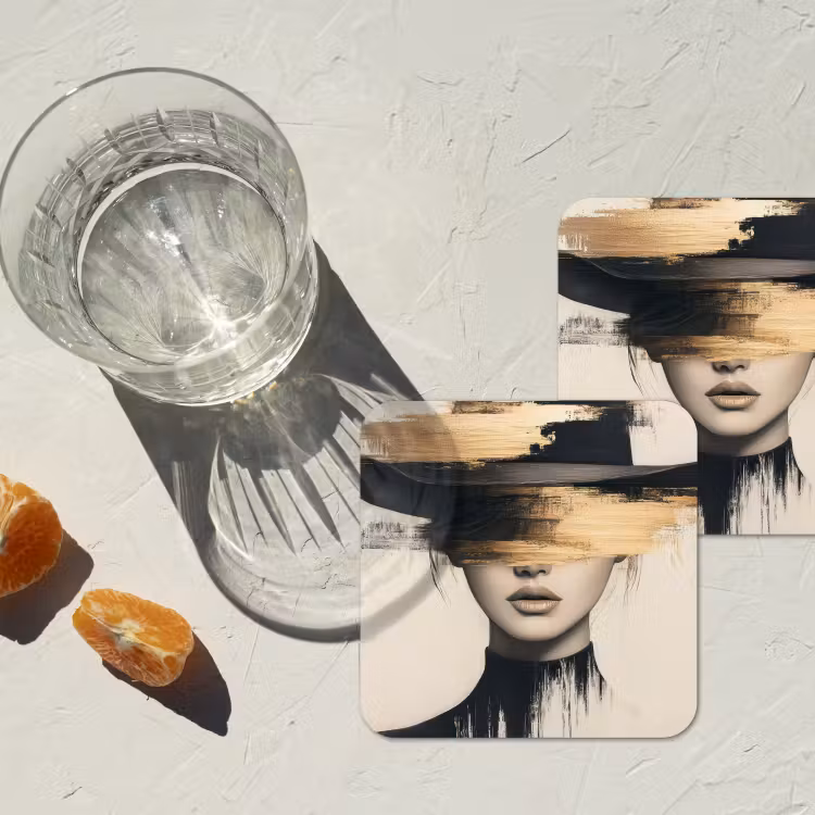Vrouw - Hoed - Verf onderzetter kurk middel -sfeer4