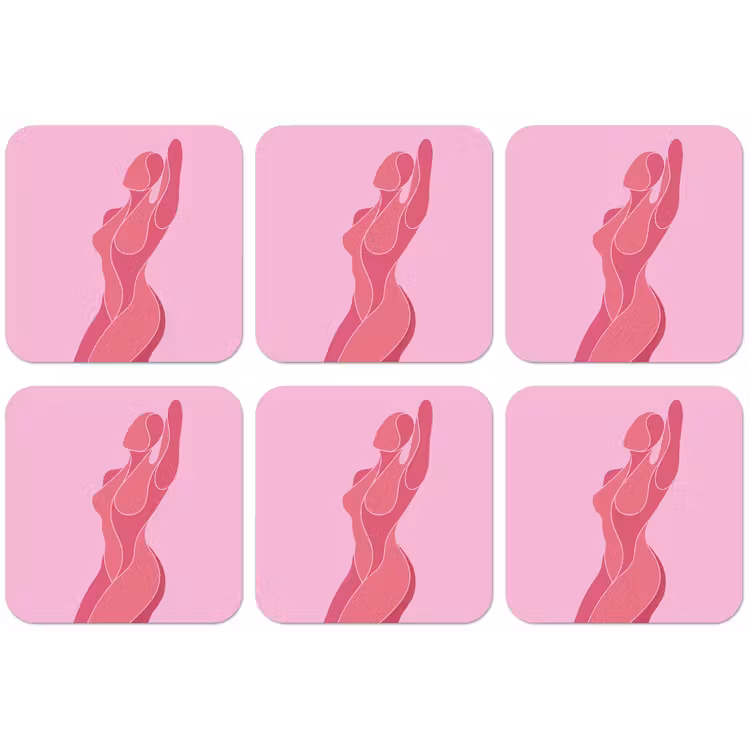 Vrouw - Lichaam - Abstract - Roze onderzetter kurk middel -zkaufland3dotto