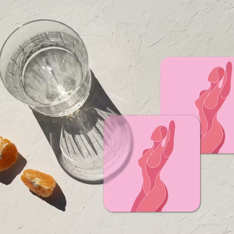 Vrouw - Lichaam - Abstract - Roze onderzetter kurk middel -sfeer4