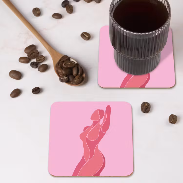 Vrouw - Lichaam - Abstract - Roze onderzetter kurk middel -sfeer2