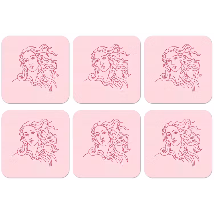 Vrouw - Portret - Klassiek - Line-art - Roze onderzetter kurk middel -zkaufland3dotto