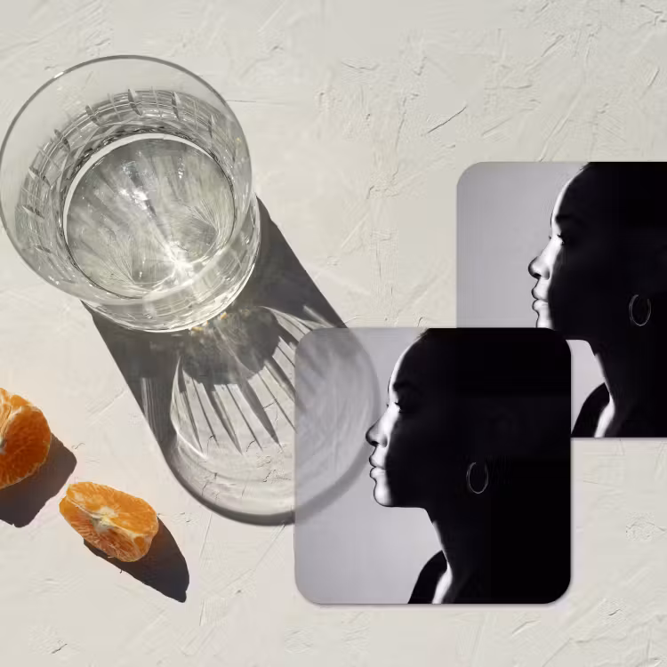 Vrouw - Profiel - Mensen - Zwart-wit onderzetter kurk middel -sfeer4