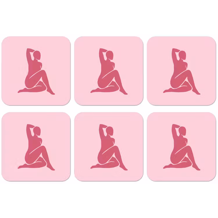 Vrouw - Silhouet - Abstract - Modern - Roze onderzetter kurk middel -zkaufland3dotto