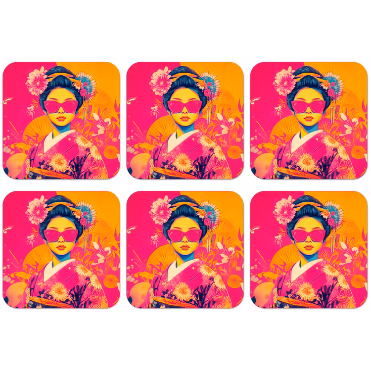 Vrouw - Zonnebril - Abstract - Oranje onderzetter kurk middel -zkaufland3dotto