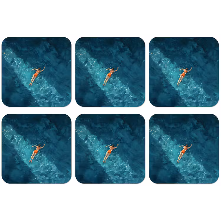 Vrouw - Water - Bikini - Oranje onderzetter kurk middel -zkaufland3dotto