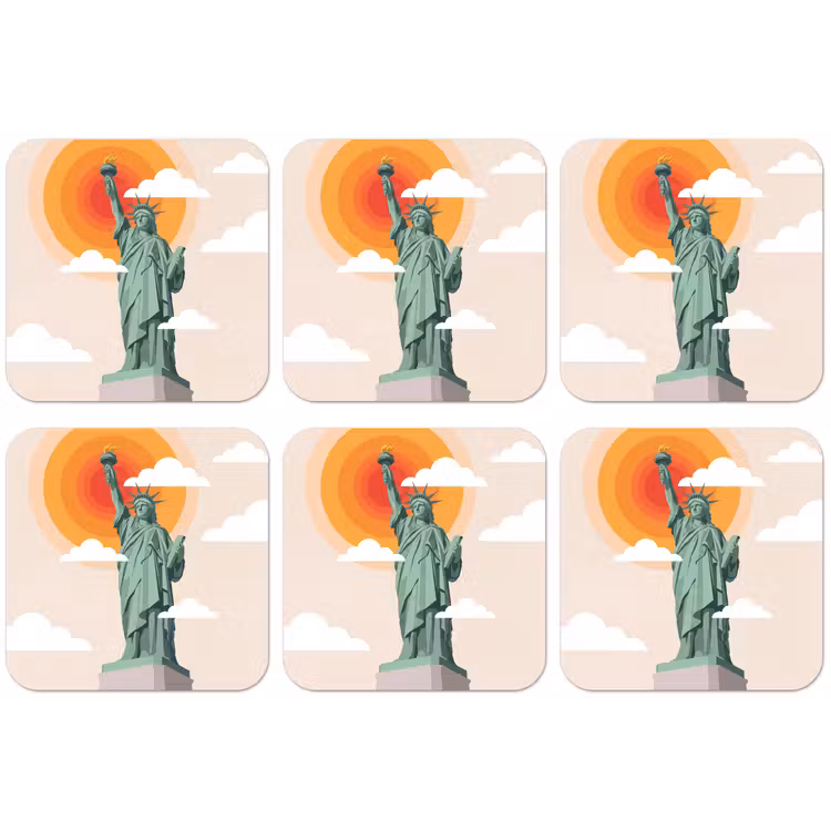 Vrijheidsbeeld - New York - Zon - Modern onderzetter kurk middel -zkaufland3dotto