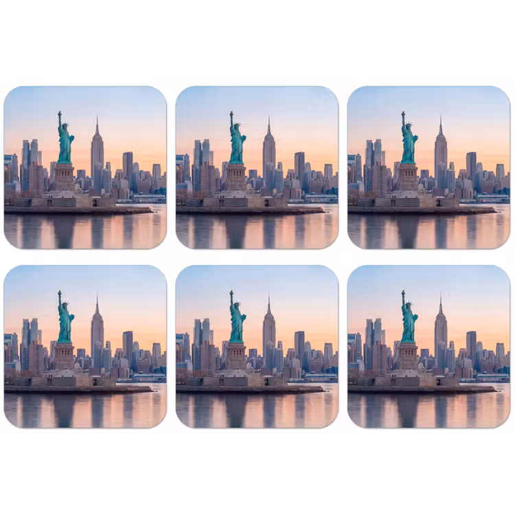 Vrijheidsbeeld - New York - Zonsopgang - Stad - Architectuur onderzetter kurk middel -zkaufland3dotto