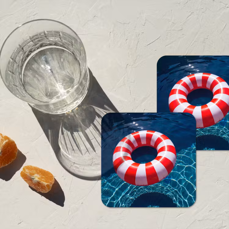 Recreatie - Water - Zomer - Rood - Wit onderzetter kurk middel -sfeer4