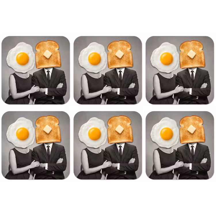 Ontbijt - Koppel - Ei - Brood onderzetter kurk middel -zkaufland3dotto