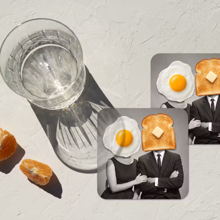 Ontbijt - Koppel - Ei - Brood onderzetter kurk middel -sfeer4