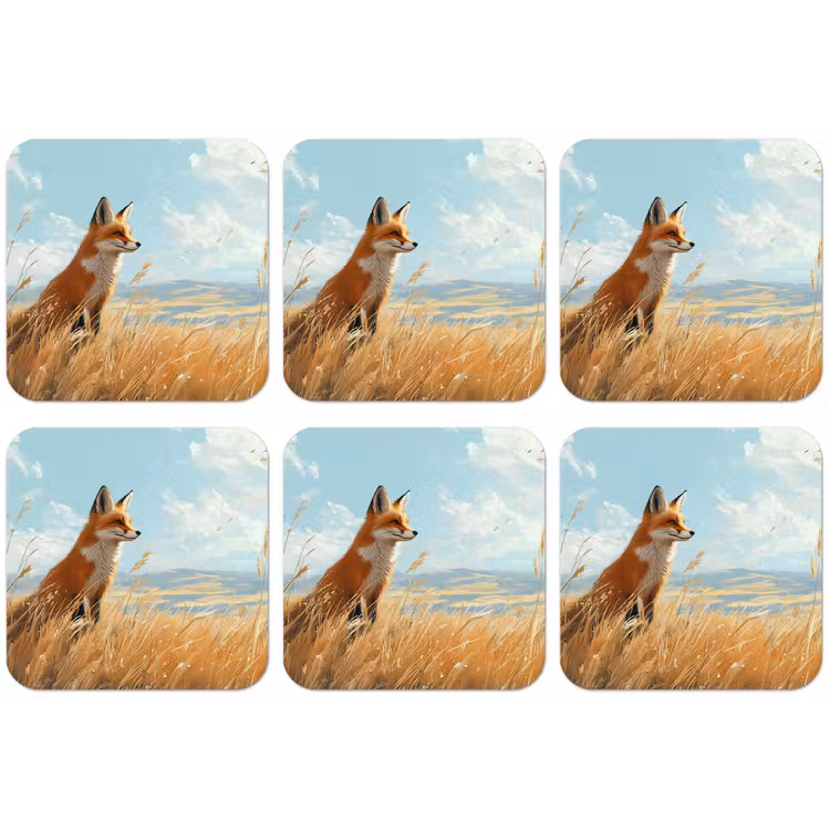 Vos - Gras - Wolken - Oranje onderzetter kurk middel -zkaufland3dotto