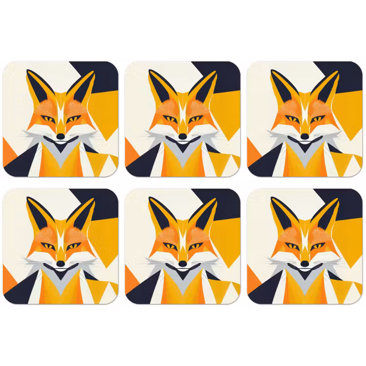 Vos - Oranje - Abstract - Driehoeken onderzetter kurk middel -zkaufland3dotto